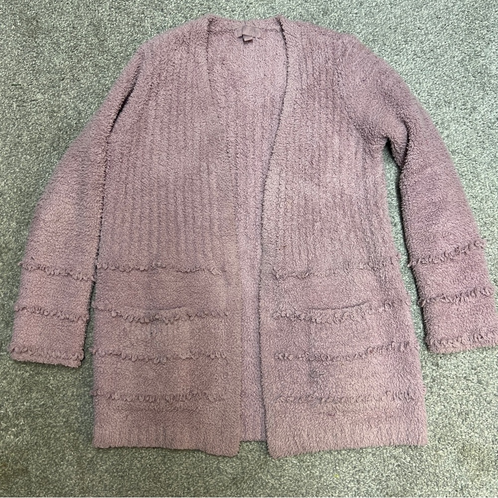Barefoot Dreams CozyChic Boardwalk Cardigan Womens Small Orchid Pink Pockets